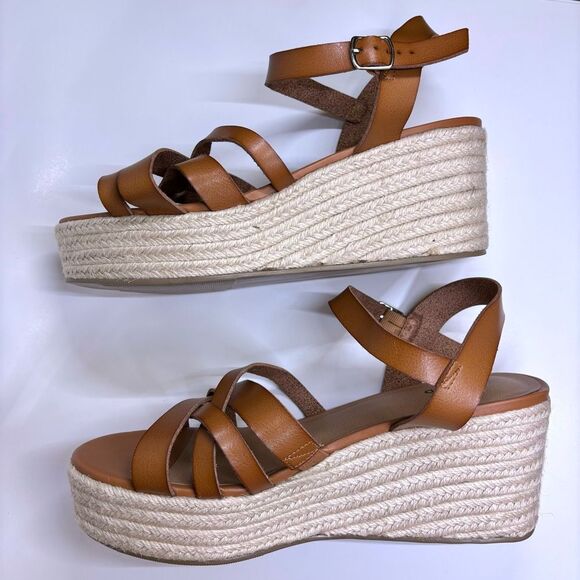 Torrid Brown Faux Leather Espadrille Platform Wedge Sandals - Size 12 - Picture 5 of 11